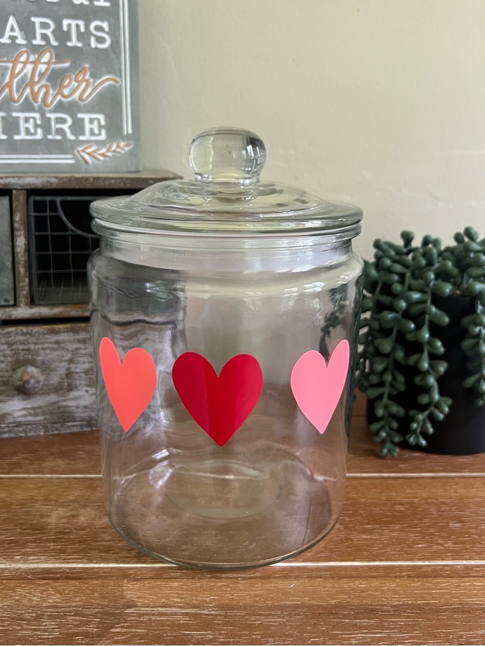 New Glass Decorative Canister With heart Design